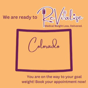 Graphic showing that ReVitalize medical weight loss is available in Colorado
