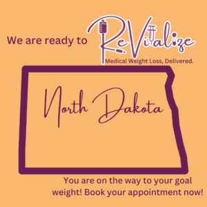 Graphic showing that ReVitalize medical weight loss is available in North Dakota