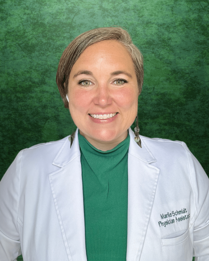 Marlie Schmidt, PA-C in her clinical white coat